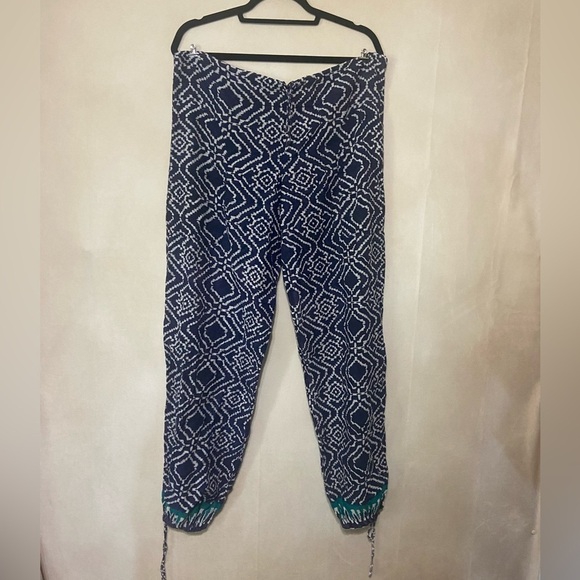 Cartoon women's printed boho batik drawstring ankle tie beach pants EUC - Picture 2 of 8